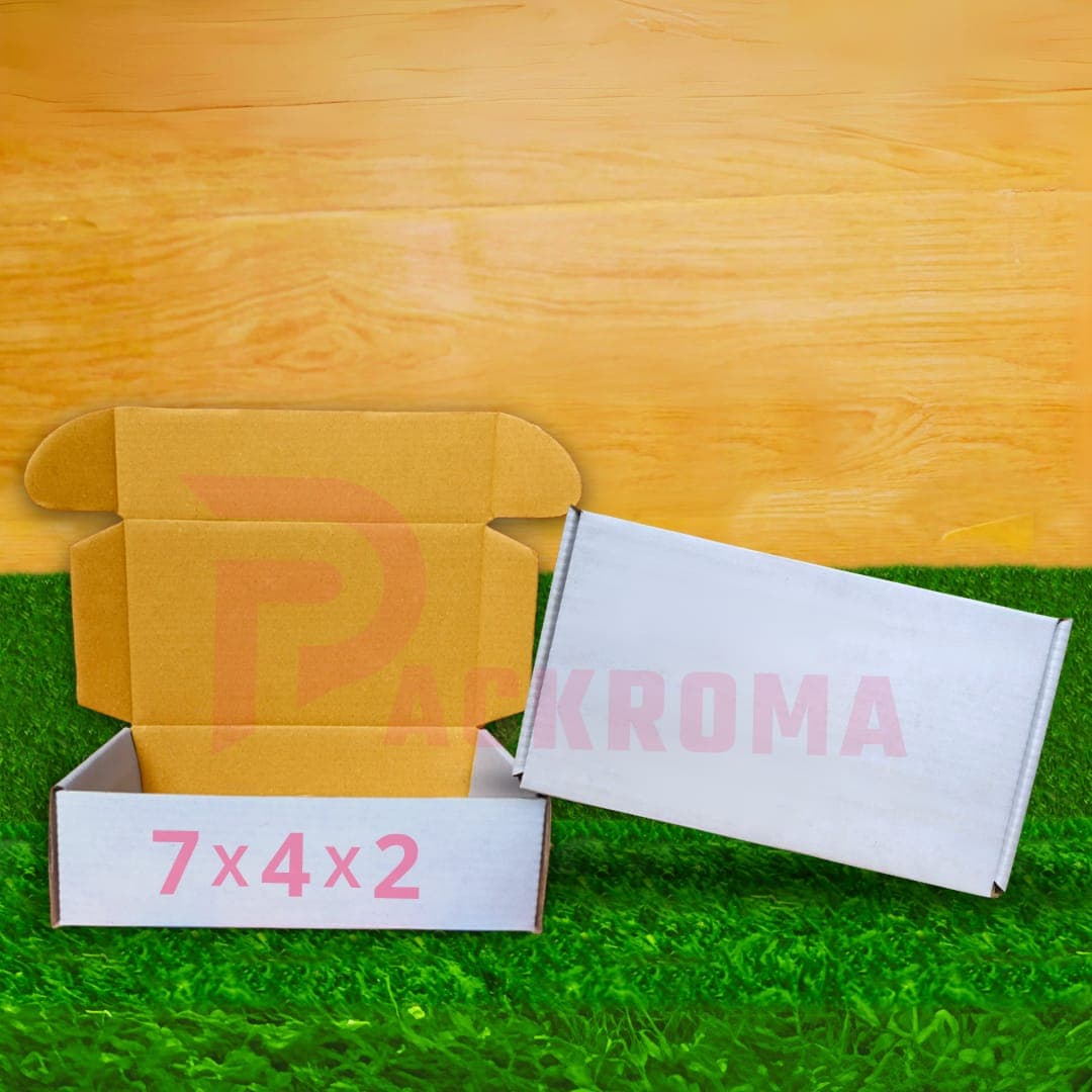7"×4"×2" Mehendi Box – Die-Cut White & Brown Gift Packaging Box (7/4/2)