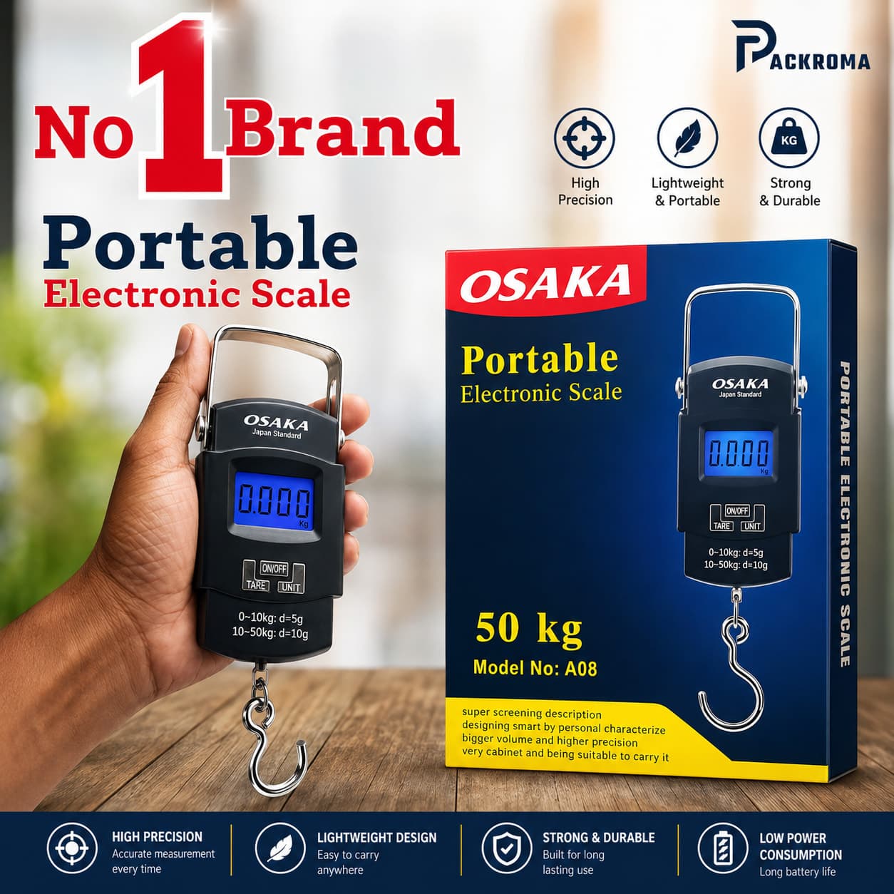 OSAKA Portable Electronic Hanging Scale 50KG (Model A08) â Digital Luggage & Weight Scale Bangladesh