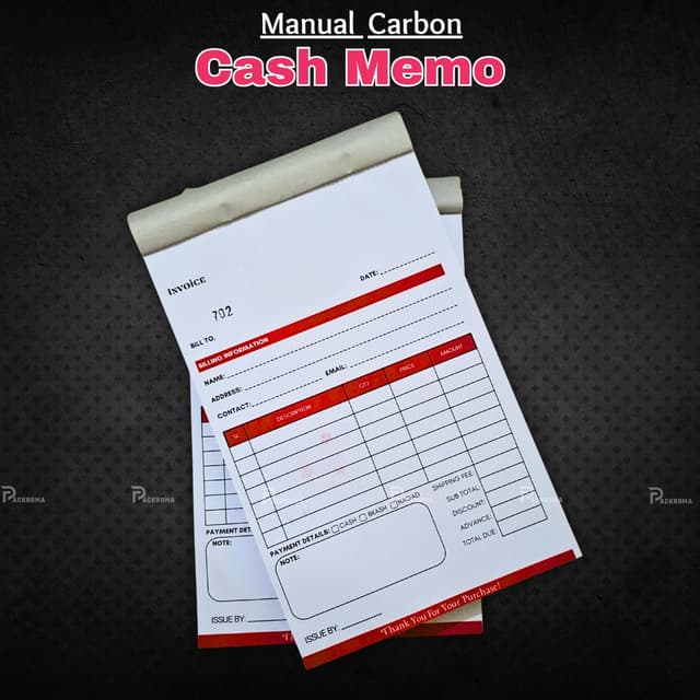 Manual Carbon Cash Memo Book β 200 Pages | 100 GSM Paper